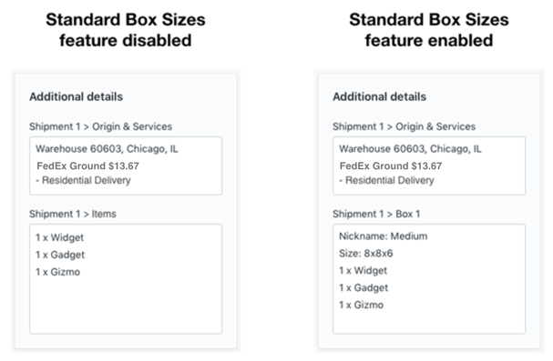 Shopify Small Package Quotes Additional Details Widget